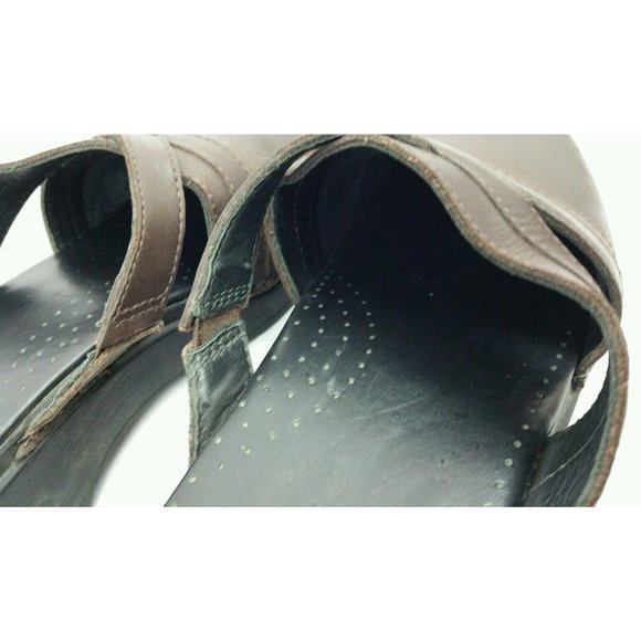 LL Bean Shoes 7.5M 39 Brown Leather Slide On Clogs Expandable Comfortable - Picture 6 of 10